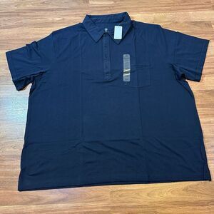 DXL Men’s Apperal Navy Blue Quarter Button Collared Short Sleave Shirt New 3XL